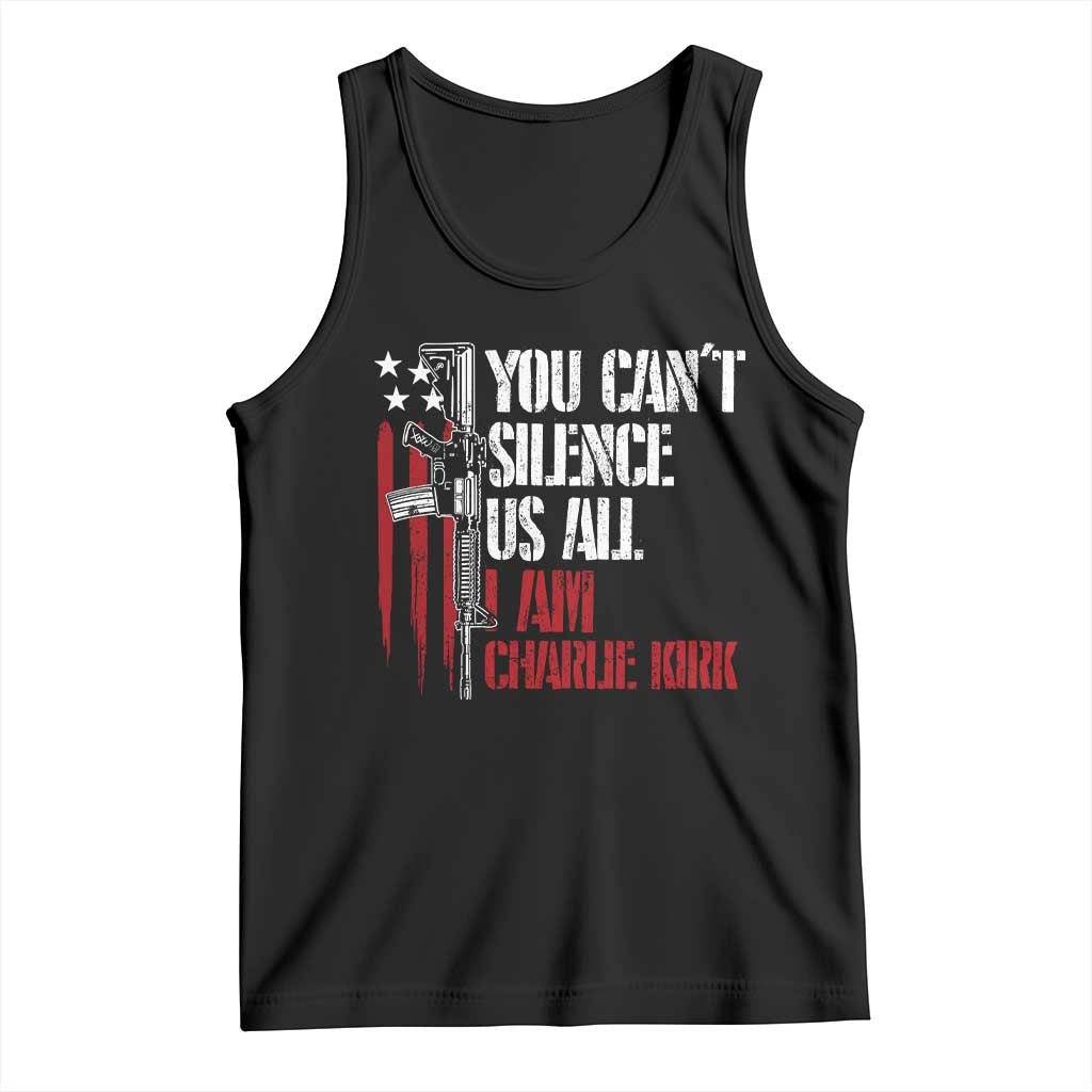 Charlie Kirk Tank Top You Cant Silence Us All USA Flag - Print Your Wear