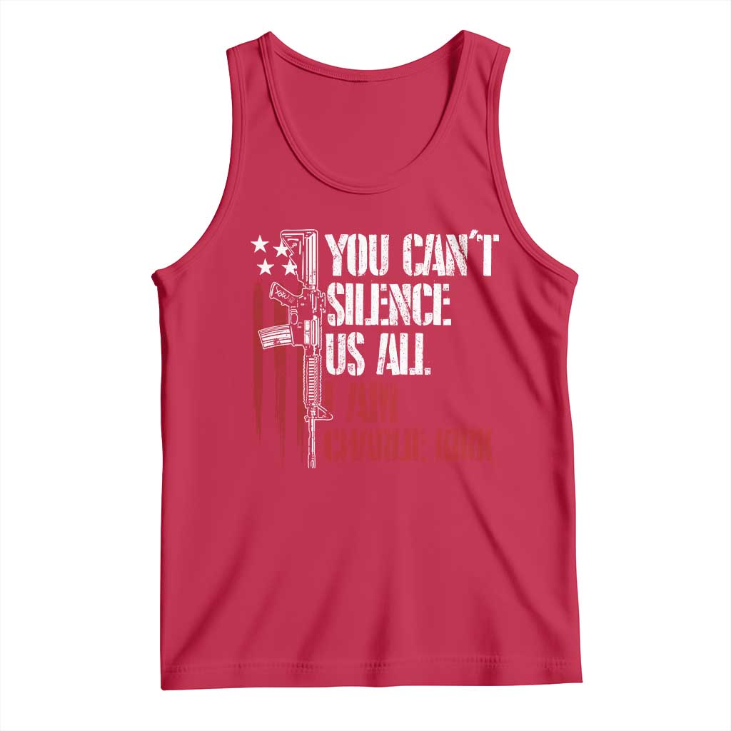 Charlie Kirk Tank Top You Cant Silence Us All USA Flag - Print Your Wear