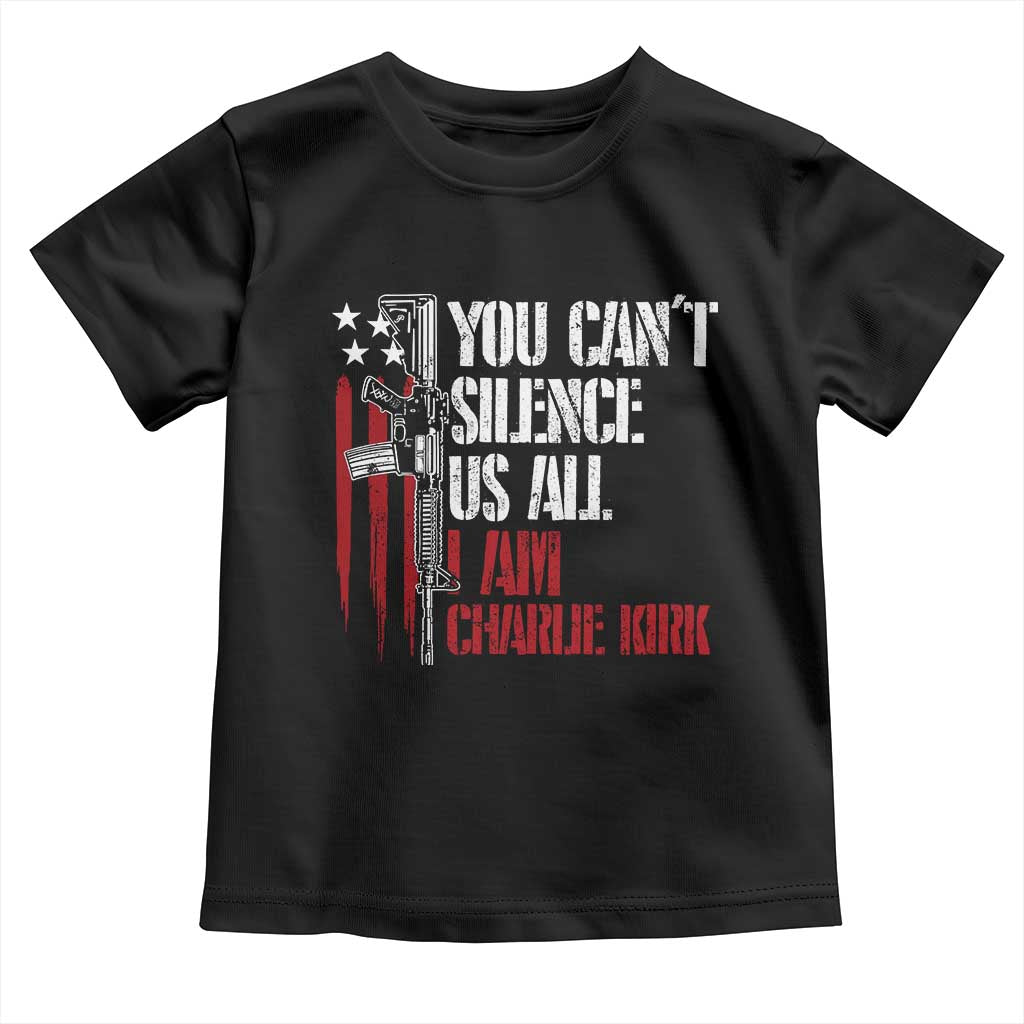 Charlie Kirk Toddler T Shirt You Cant Silence Us All USA Flag TS10 Black Print Your Wear