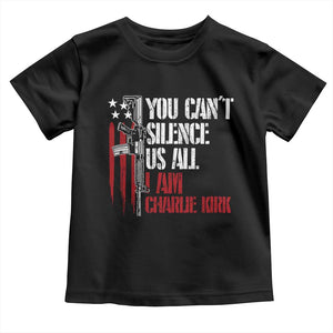 Charlie Kirk Toddler T Shirt You Cant Silence Us All USA Flag TS10 Black Print Your Wear