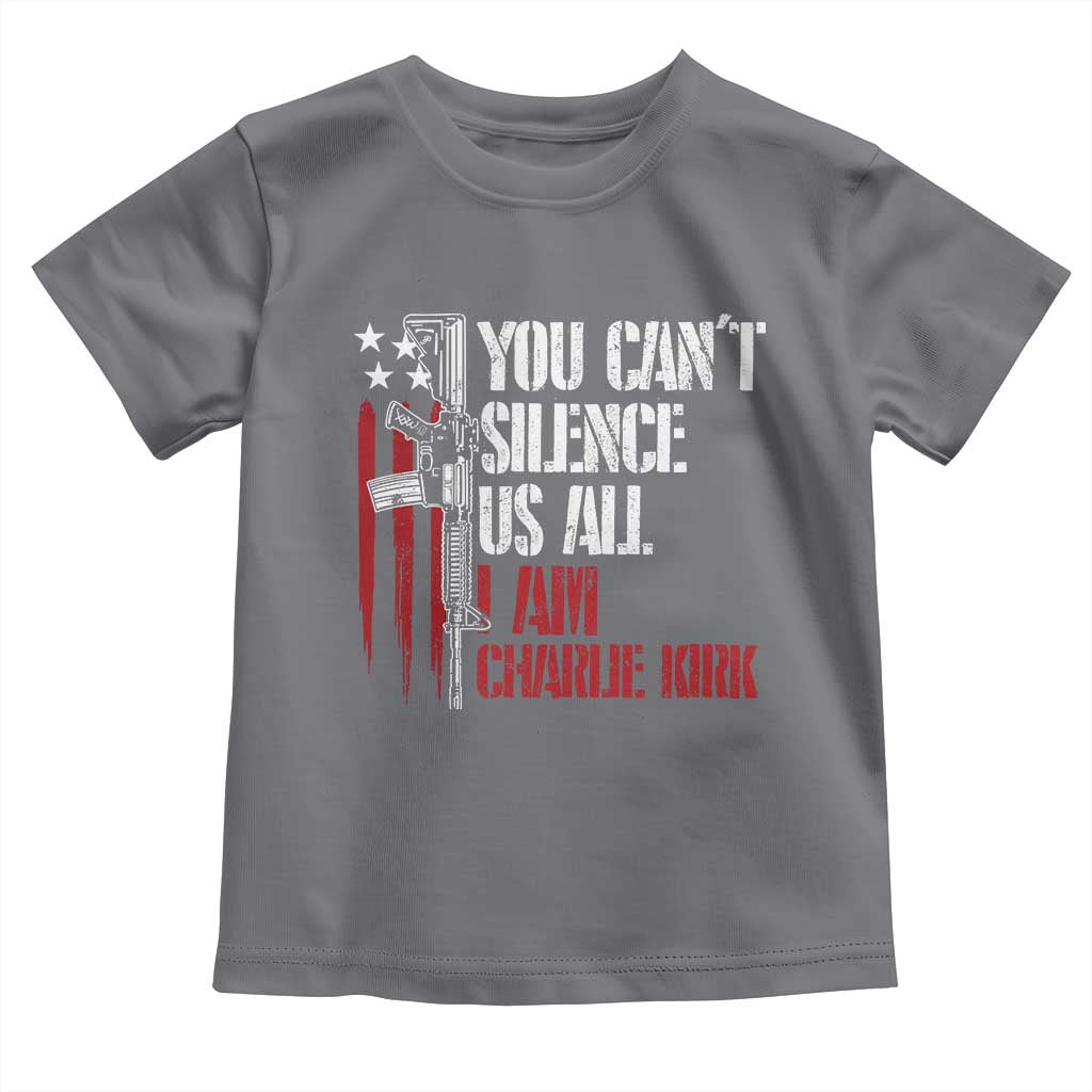 Charlie Kirk Toddler T Shirt You Cant Silence Us All USA Flag TS10 Charcoal Print Your Wear