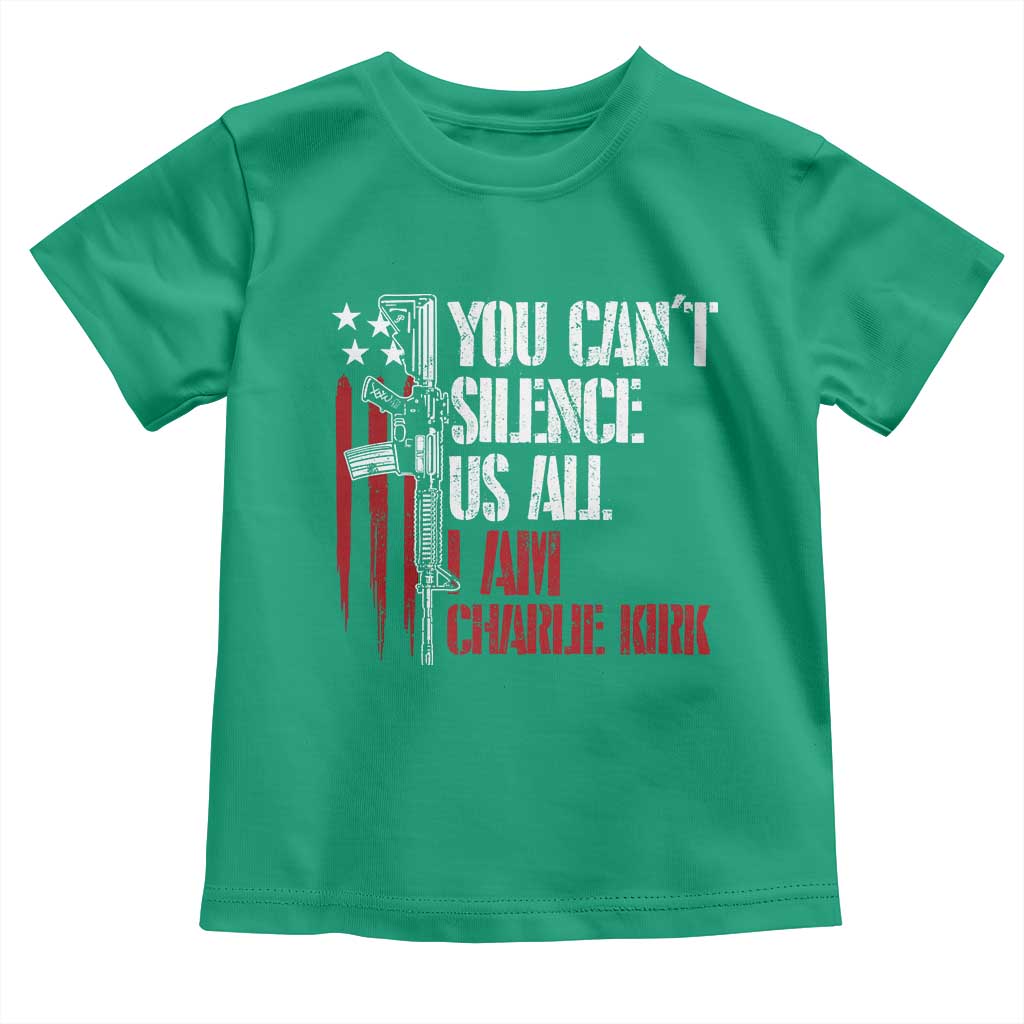 Charlie Kirk Toddler T Shirt You Cant Silence Us All USA Flag TS10 Irish Green Print Your Wear