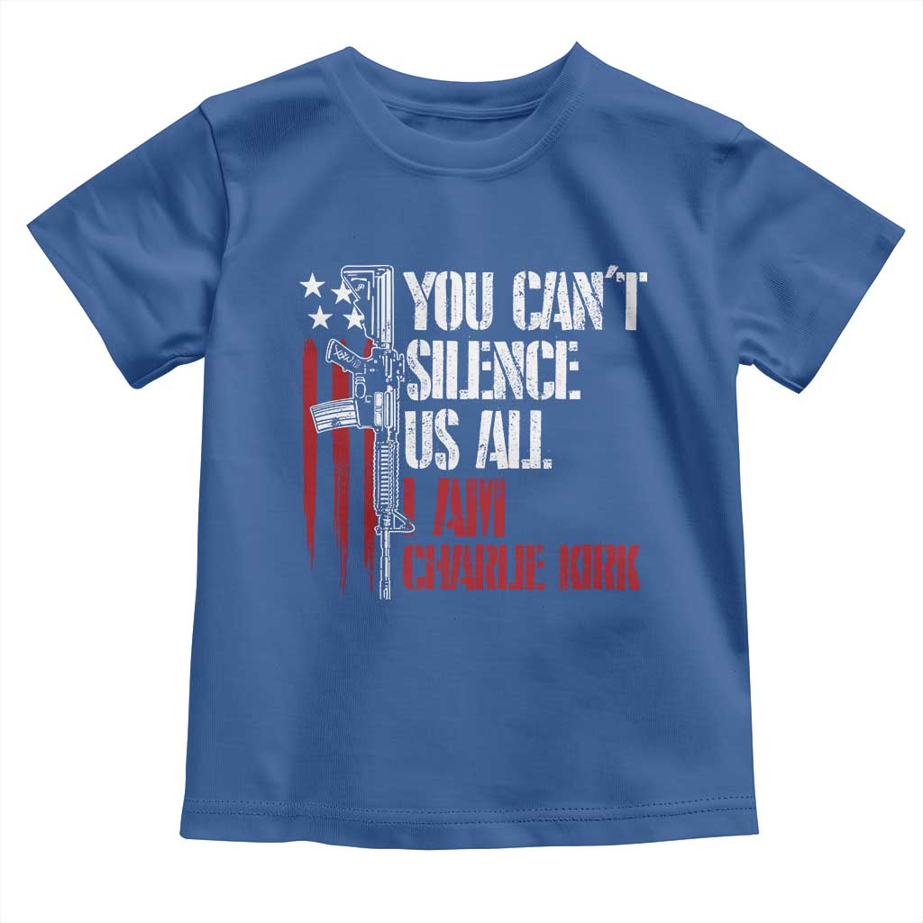 Charlie Kirk Toddler T Shirt You Cant Silence Us All USA Flag TS10 Royal Blue Print Your Wear