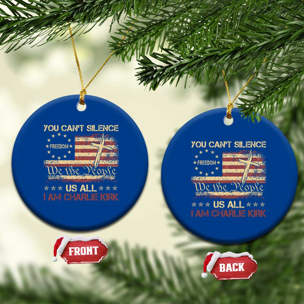 Charlie Kirk Ceramic Ornament You Cant Silence Us All Retro American Flag Cross TS10 1pc Blue Print Your Wear