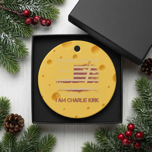 Charlie Kirk Ceramic Ornament You Cant Silence Us All Retro American Flag Cross - Print Your Wear