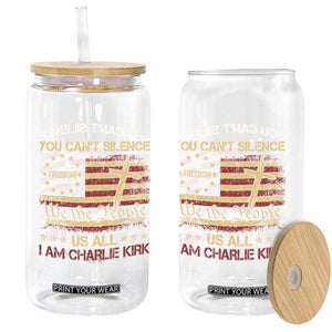 Charlie Kirk Glass Can You Cant Silence Us All Retro American Flag Cross TS10 Print Your Wear