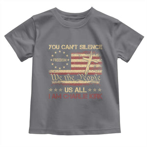 Charlie Kirk Toddler T Shirt You Cant Silence Us All Retro American Flag Cross TS10 Charcoal Print Your Wear
