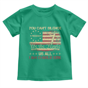 Charlie Kirk Toddler T Shirt You Cant Silence Us All Retro American Flag Cross TS10 Irish Green Print Your Wear