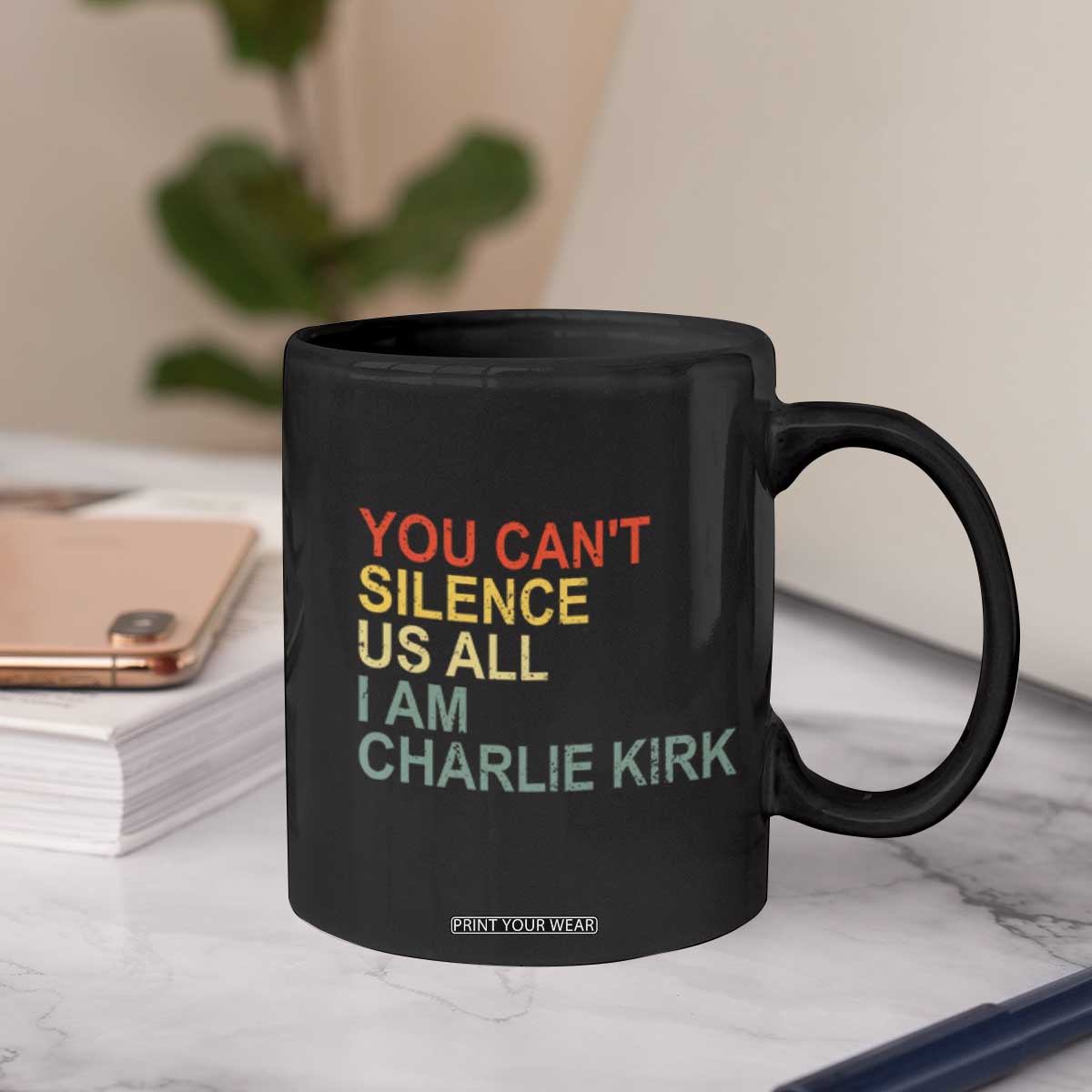 Charlie Kirk Coffee Mug Retro You Cant Silence Us All TS10 Print Your Wear
