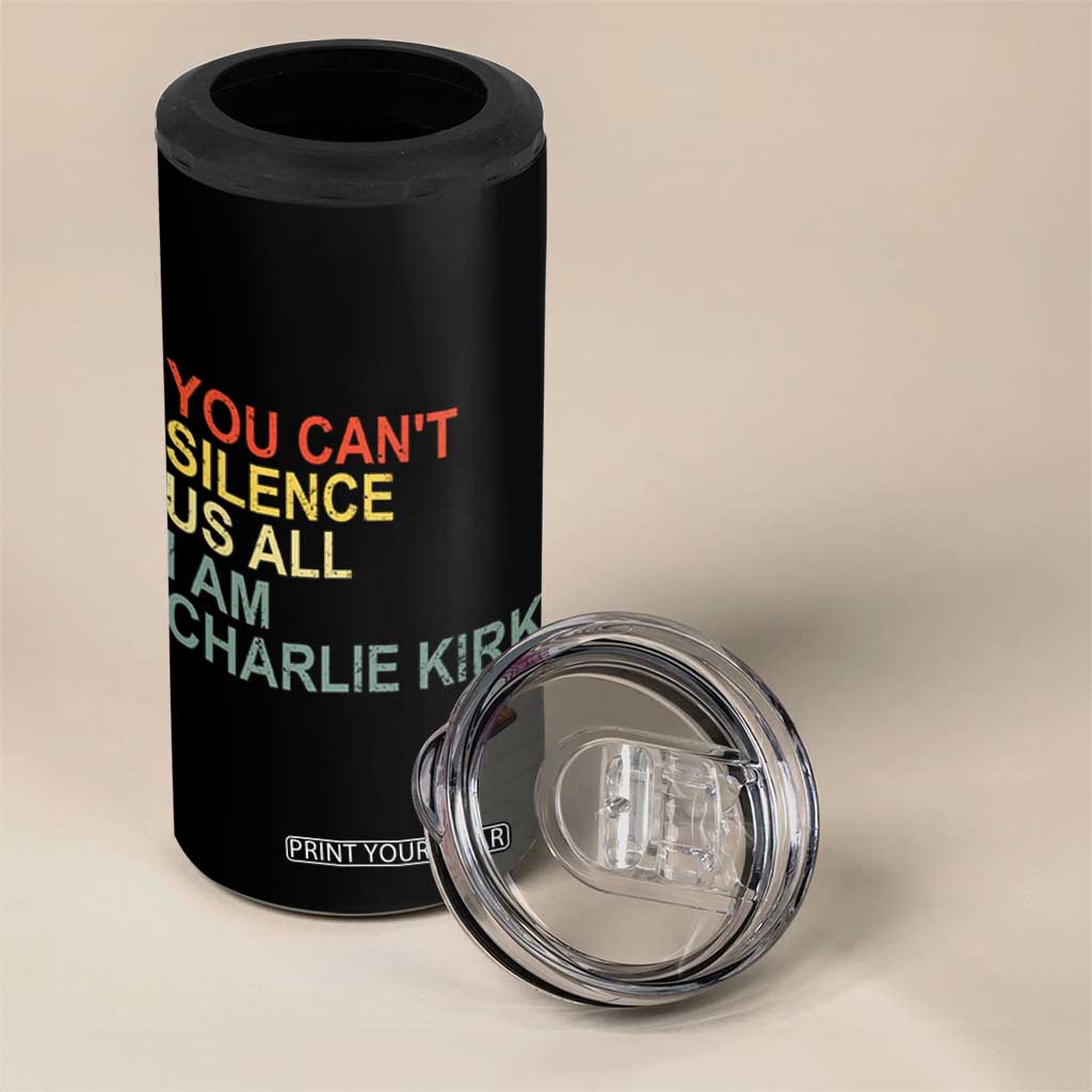 Charlie Kirk 4 in 1 Can Cooler Tumbler Retro You Cant Silence Us All TS10 Print Your Wear