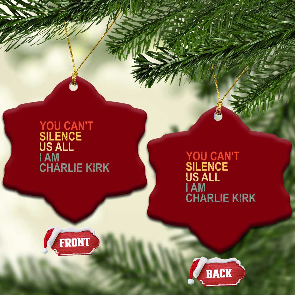 Charlie Kirk Ceramic Ornament Retro You Cant Silence Us All - Print Your Wear