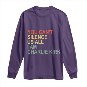 Charlie Kirk Long Sleeve Shirt Retro You Cant Silence Us All TS10 Purple Print Your Wear