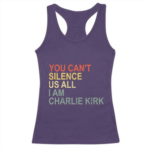 Charlie Kirk Racerback Tank Top Retro You Cant Silence Us All - Print Your Wear