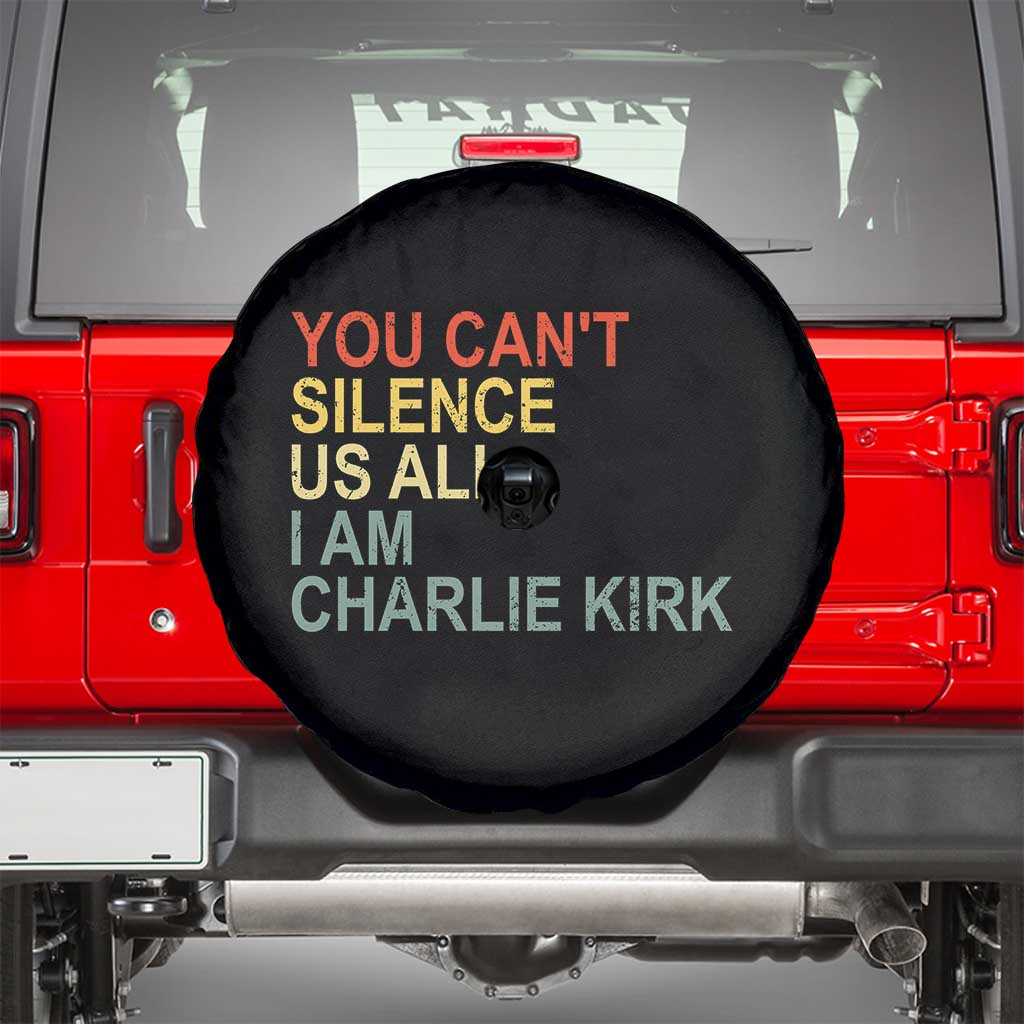 Charlie Kirk Spare Tire Cover Retro You Cant Silence Us All TS10 Black Print Your Wear
