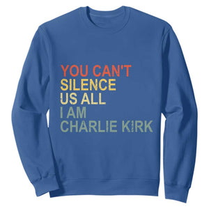 Charlie Kirk Sweatshirt Retro You Cant Silence Us All TS10 Royal Blue Print Your Wear