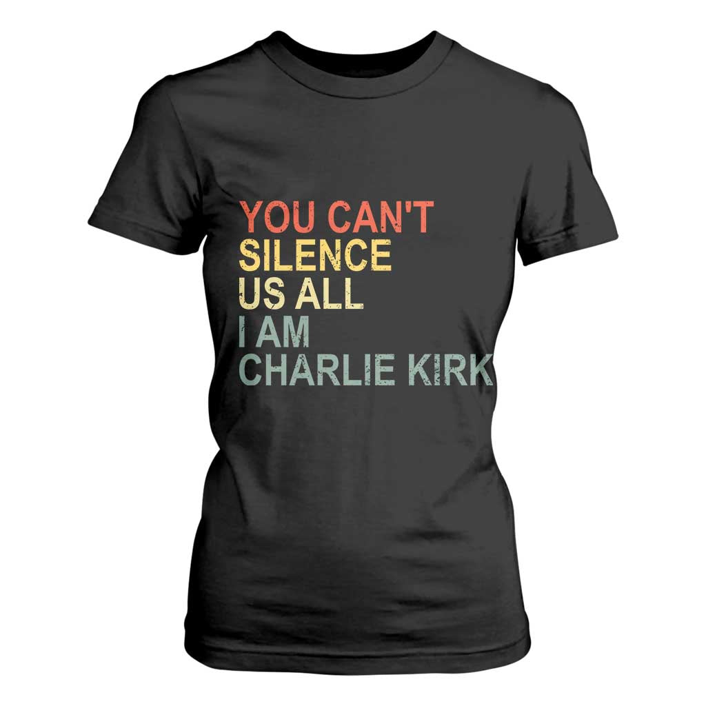 Charlie Kirk T Shirt For Women Retro You Cant Silence Us All TS10 Black Print Your Wear
