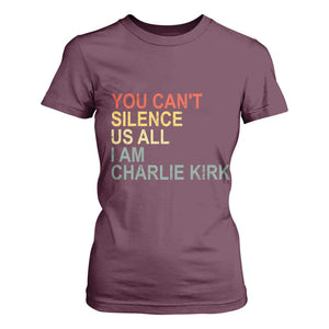 Charlie Kirk T Shirt For Women Retro You Cant Silence Us All TS10 Maroon Print Your Wear