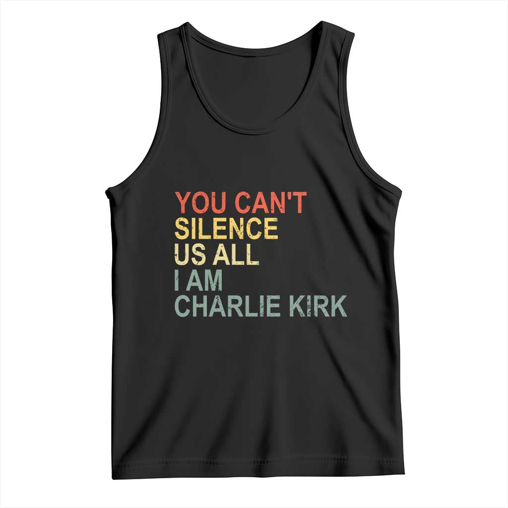 Charlie Kirk Tank Top Retro You Cant Silence Us All TS10 Black Print Your Wear