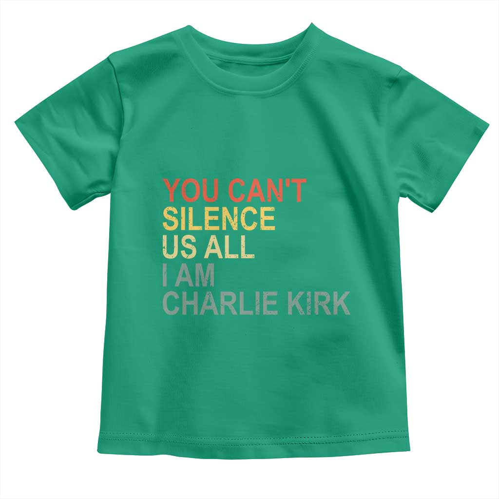 Charlie Kirk Toddler T Shirt Retro You Cant Silence Us All TS10 Irish Green Print Your Wear