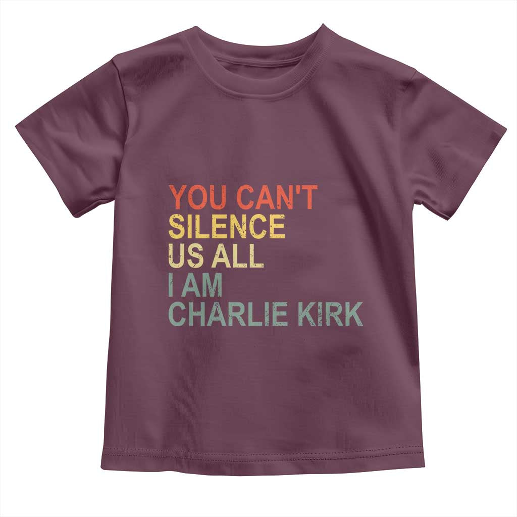 Charlie Kirk Toddler T Shirt Retro You Cant Silence Us All TS10 Maroon Print Your Wear