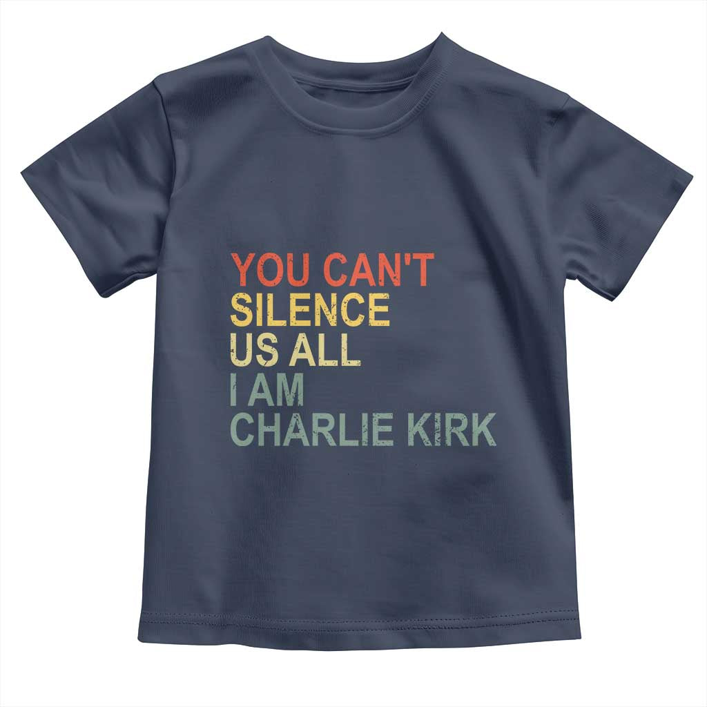 Charlie Kirk Toddler T Shirt Retro You Cant Silence Us All TS10 Navy Print Your Wear