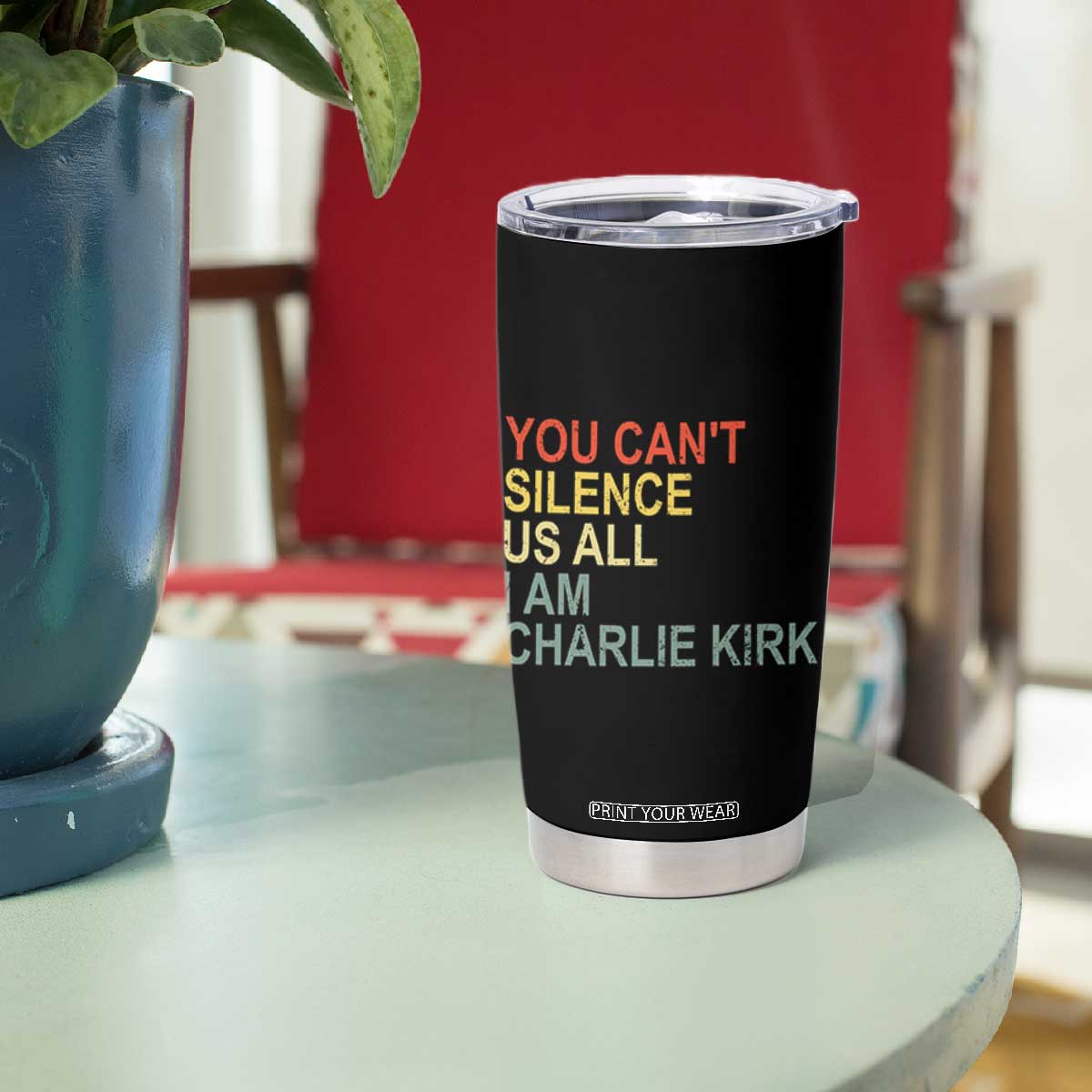 Charlie Kirk Tumbler Cup Retro You Cant Silence Us All TS10 Print Your Wear