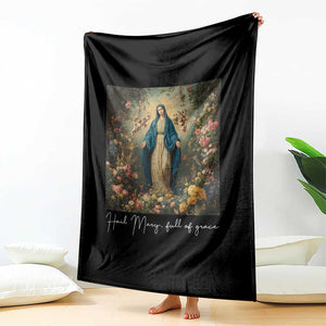 Marian Catholic Throw Blanket Hail Mary Full Of Grace Blessed Virgin Mary Floral TS10 Print Your Wear