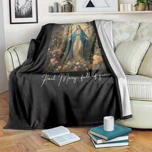 Marian Catholic Throw Blanket Hail Mary Full Of Grace Blessed Virgin Mary Floral TS10 Print Your Wear