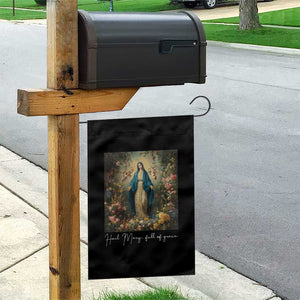 Marian Catholic Garden Flag Hail Mary Full Of Grace Blessed Virgin Mary Floral TS10 Print Your Wear