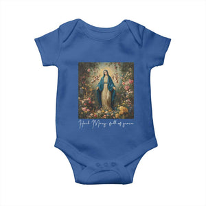 Marian Catholic Baby Onesie Hail Mary Full Of Grace Blessed Virgin Mary Floral TS10 Royal Blue Print Your Wear