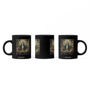 Marian Catholic Coffee Mug Hail Mary Full Of Grace Blessed Virgin Mary Floral TS10 Print Your Wear