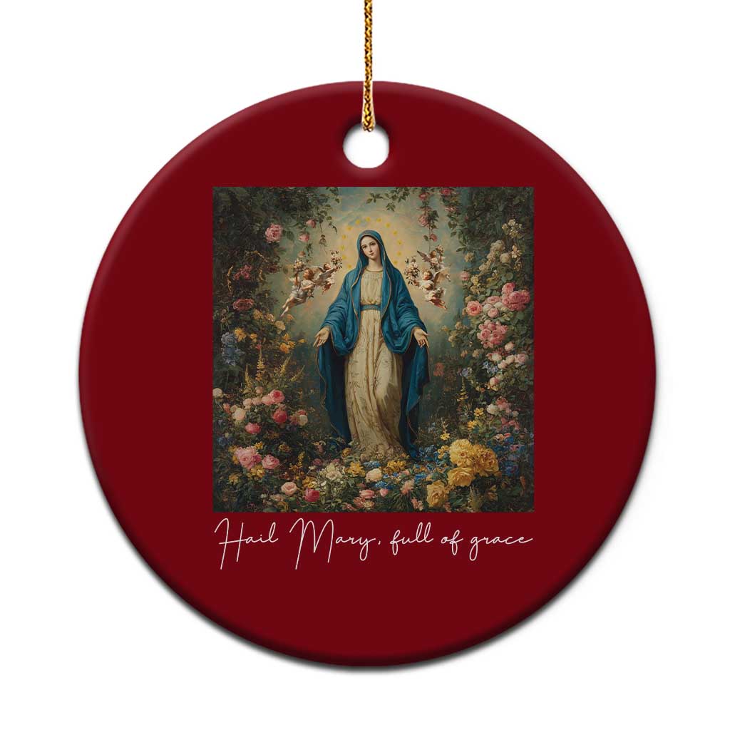 Marian Catholic Ceramic Ornament Hail Mary Full Of Grace Blessed Virgin Mary Floral TS10 1pc Red Print Your Wear