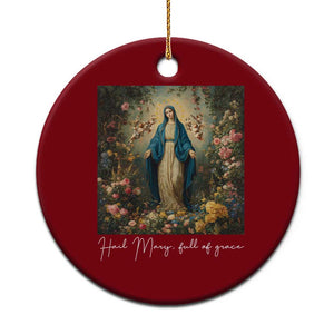Marian Catholic Ceramic Ornament Hail Mary Full Of Grace Blessed Virgin Mary Floral TS10 1pc Red Print Your Wear