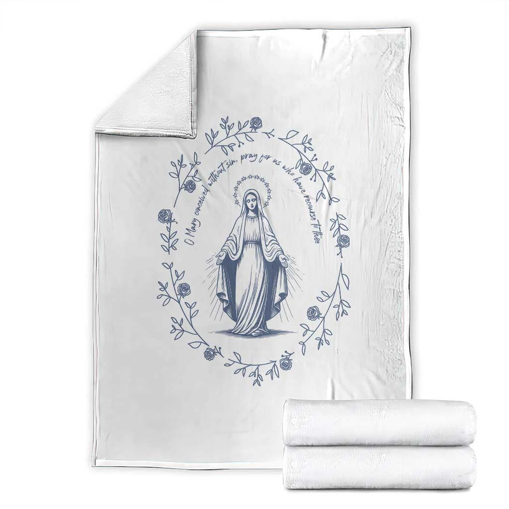Marian Catholic Throw Blanket Virgin Mary Catholic Floral Women Religious TS10 White Print Your Wear