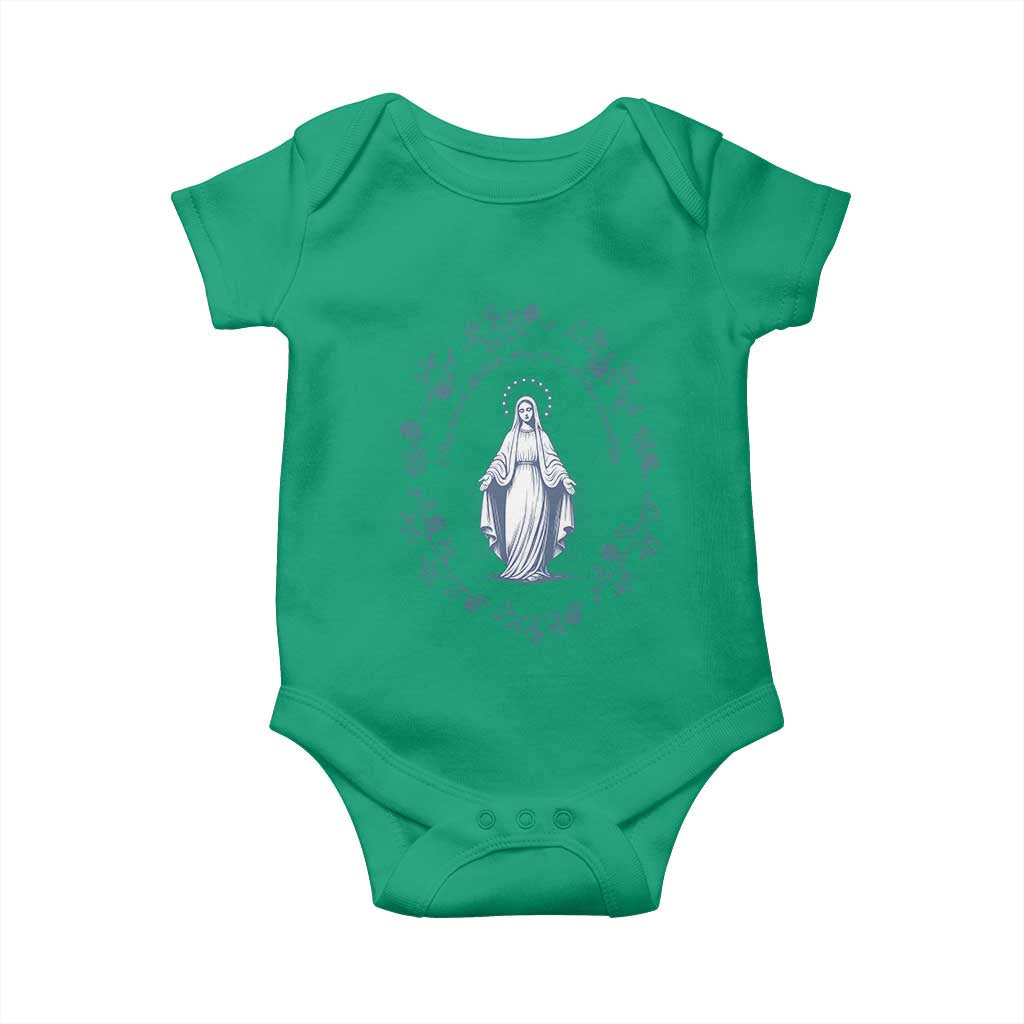 Marian Catholic Baby Onesie Virgin Mary Catholic Floral Women Religious TS10 Irish Green Print Your Wear