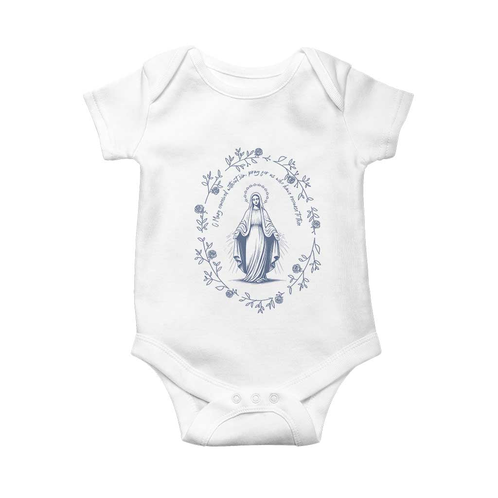 Marian Catholic Baby Onesie Virgin Mary Catholic Floral Women Religious TS10 White Print Your Wear