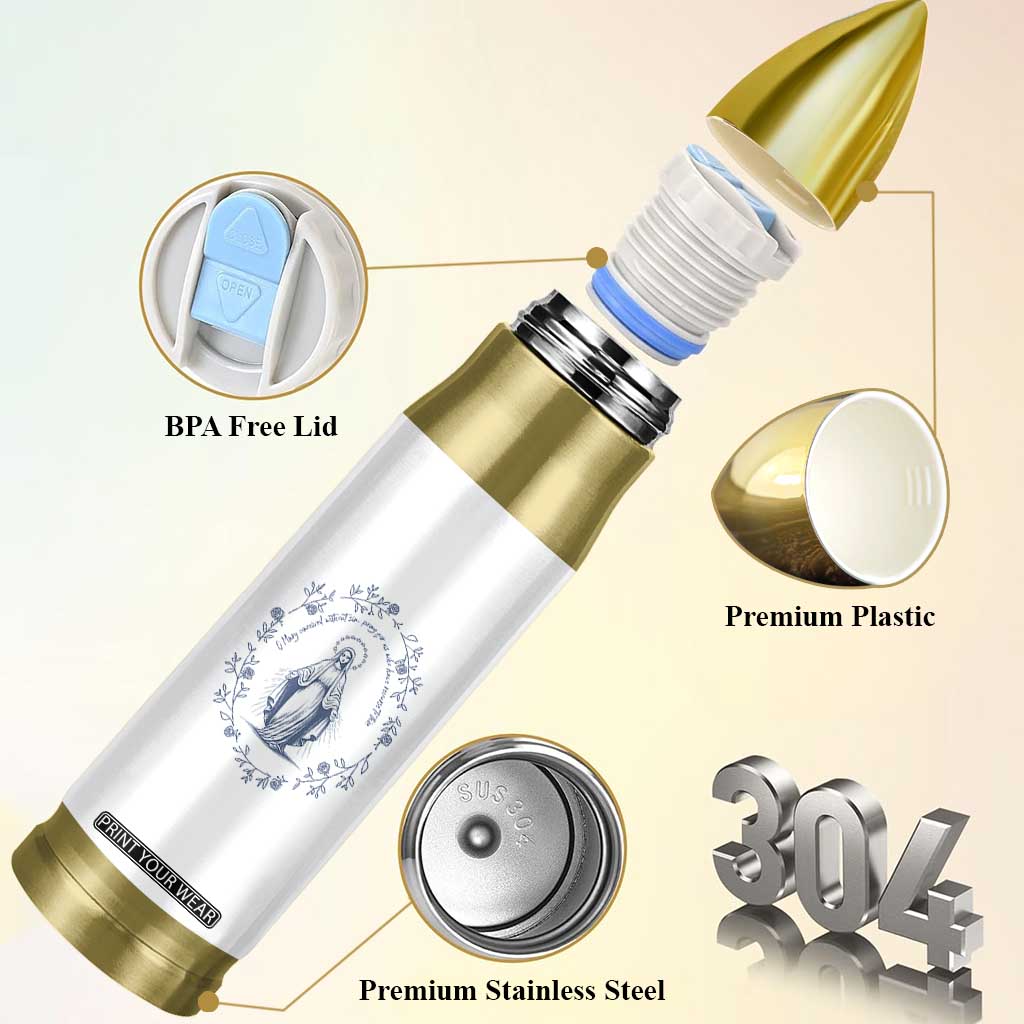 Marian Catholic Bullet Tumbler Virgin Mary Catholic Floral Women Religious TS10 Print Your Wear