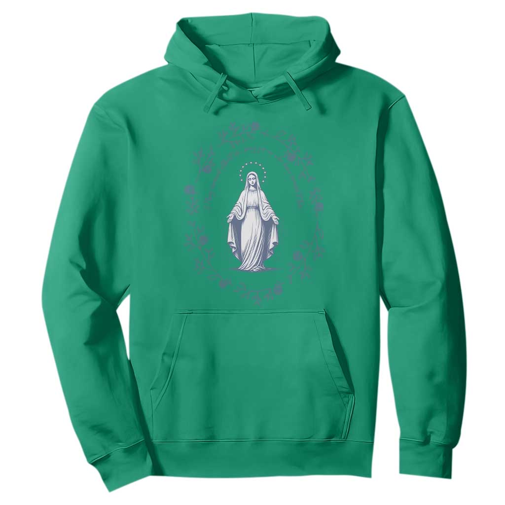 Marian Catholic Hoodie Virgin Mary Catholic Floral Women Religious TS10 Irish Green Print Your Wear