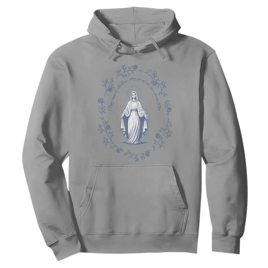 Marian Catholic Hoodie Virgin Mary Catholic Floral Women Religious TS10 Sport Gray Print Your Wear