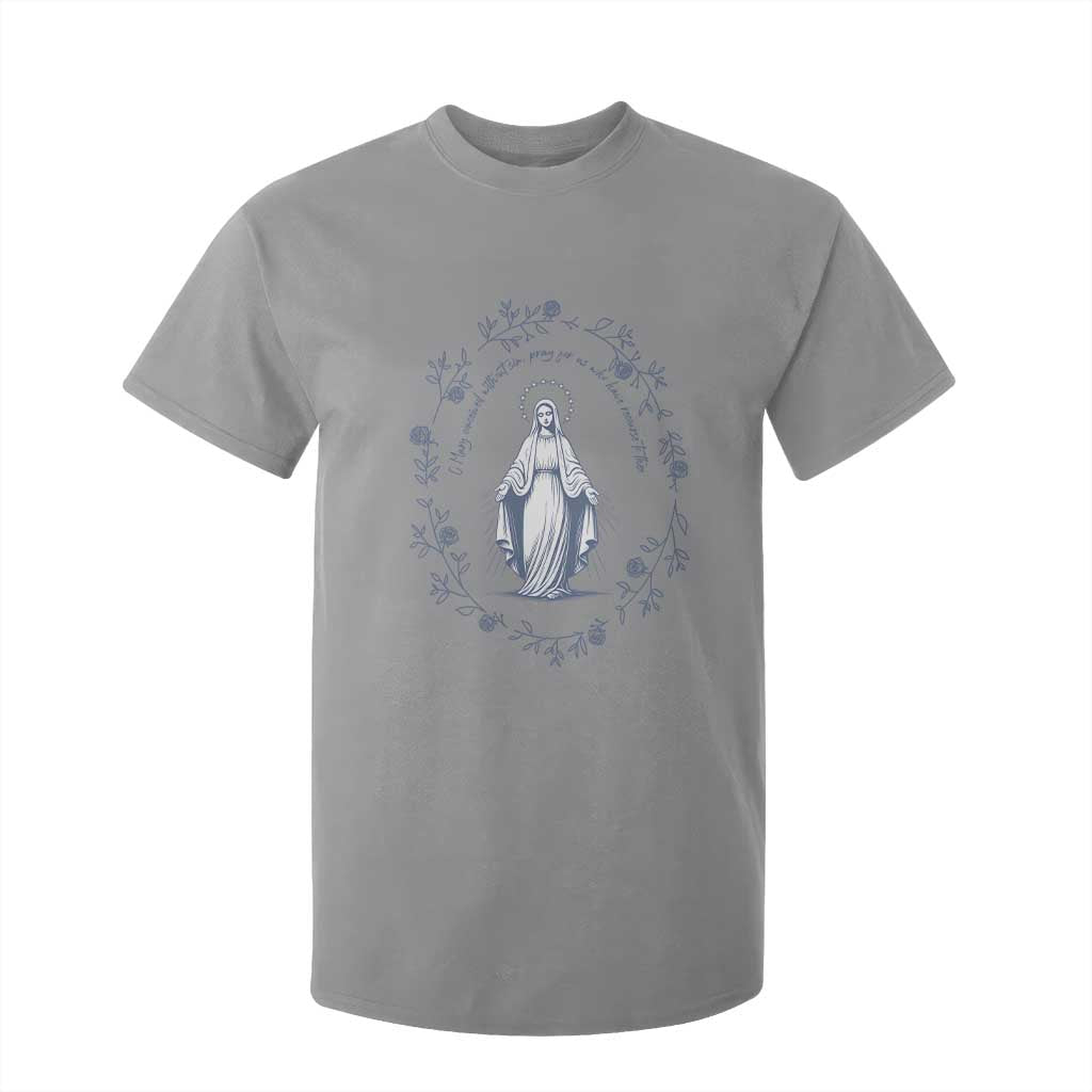 Marian Catholic T Shirt For Kid Virgin Mary Catholic Floral Women Religious TS10 Sport Gray Print Your Wear