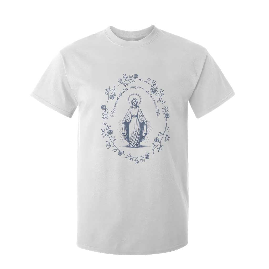 Marian Catholic T Shirt For Kid Virgin Mary Catholic Floral Women Religious TS10 White Print Your Wear