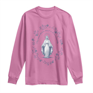 Marian Catholic Long Sleeve Shirt Virgin Mary Catholic Floral Women Religious TS10 Azalea Print Your Wear