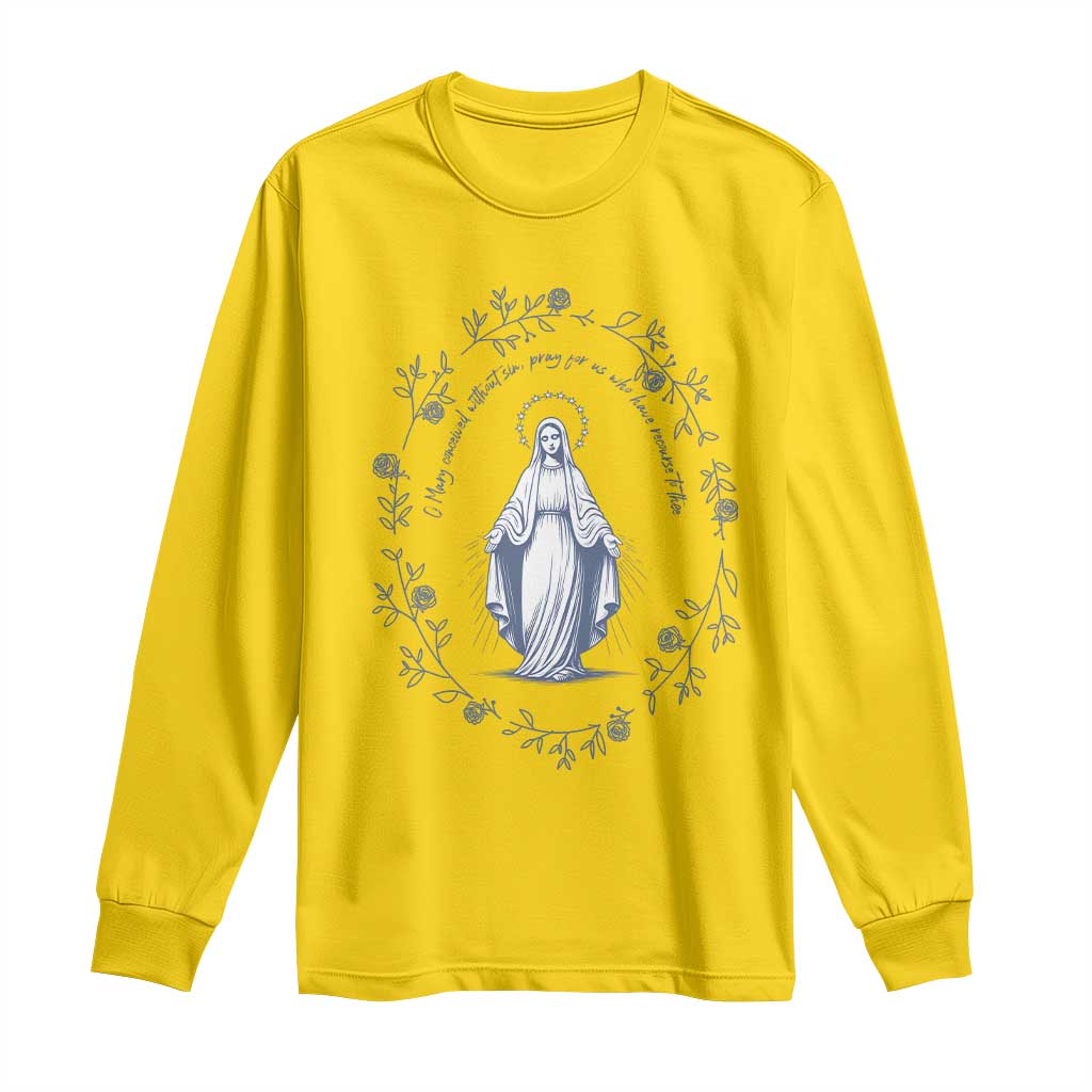 Marian Catholic Long Sleeve Shirt Virgin Mary Catholic Floral Women Religious TS10 Daisy Print Your Wear