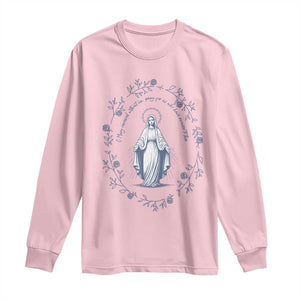 Marian Catholic Long Sleeve Shirt Virgin Mary Catholic Floral Women Religious TS10 Light Pink Print Your Wear
