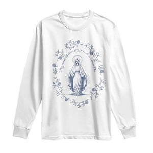 Marian Catholic Long Sleeve Shirt Virgin Mary Catholic Floral Women Religious TS10 White Print Your Wear