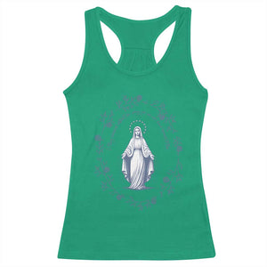 Marian Catholic Racerback Tank Top Virgin Mary Catholic Floral Women Religious TS10 Irish Green Print Your Wear