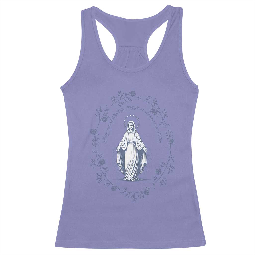 Marian Catholic Racerback Tank Top Virgin Mary Catholic Floral Women Religious TS10 Violet Print Your Wear