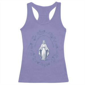 Marian Catholic Racerback Tank Top Virgin Mary Catholic Floral Women Religious TS10 Violet Print Your Wear