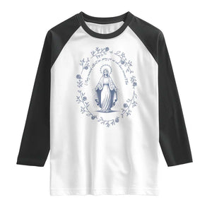 Marian Catholic Raglan Shirt Virgin Mary Catholic Floral Women Religious TS10 White Black Print Your Wear