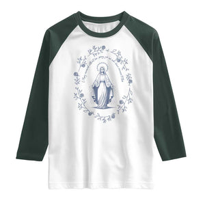 Marian Catholic Raglan Shirt Virgin Mary Catholic Floral Women Religious TS10 White Dark Forest Green Print Your Wear